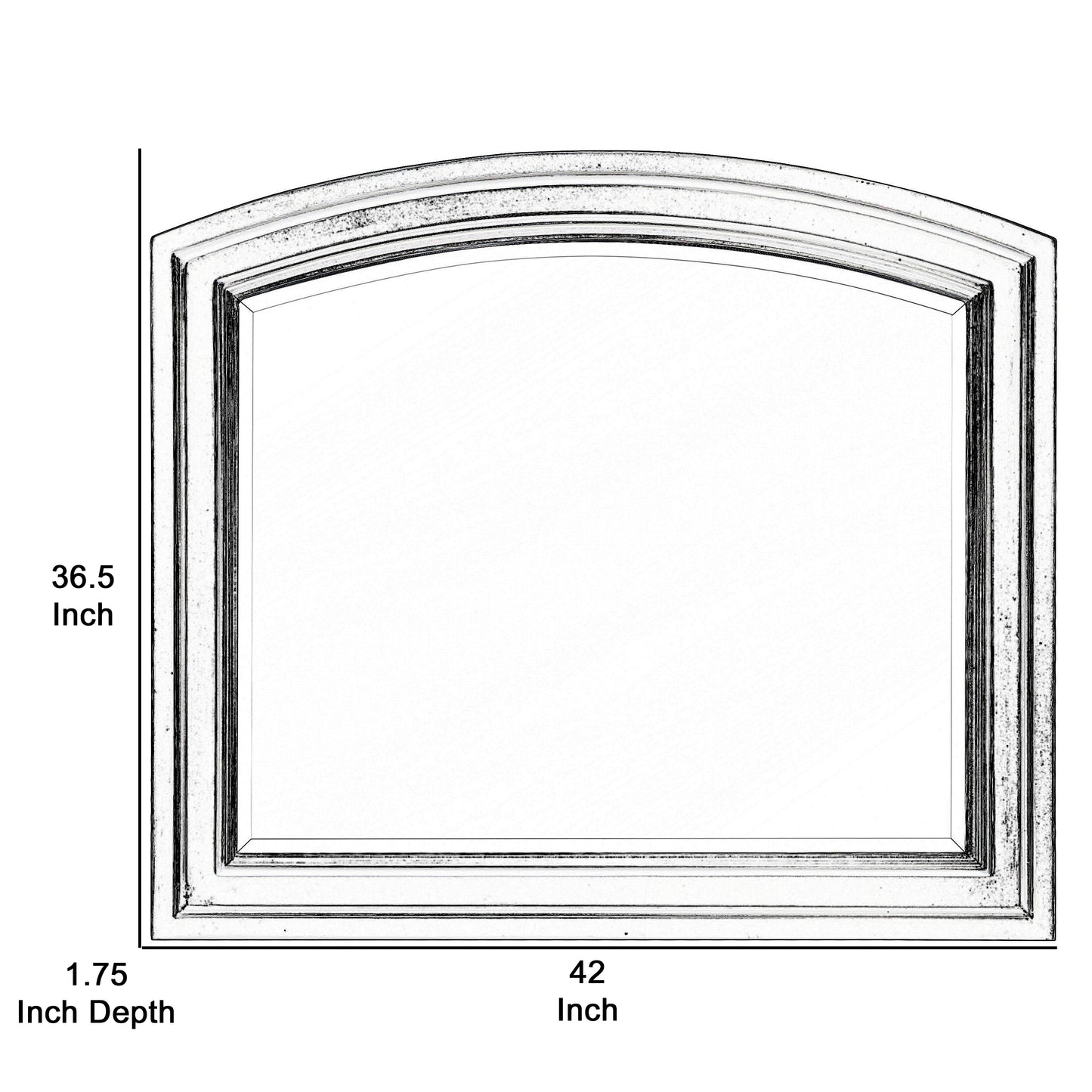 Wooden Mirror With Raised Edges And Curved Top Black