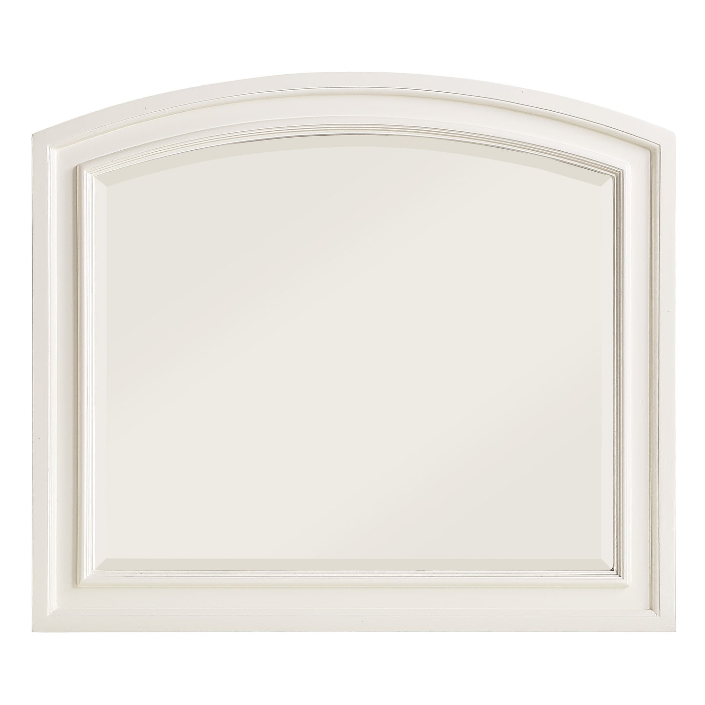 Wooden Mirror With Raised Edges And Curved Top White