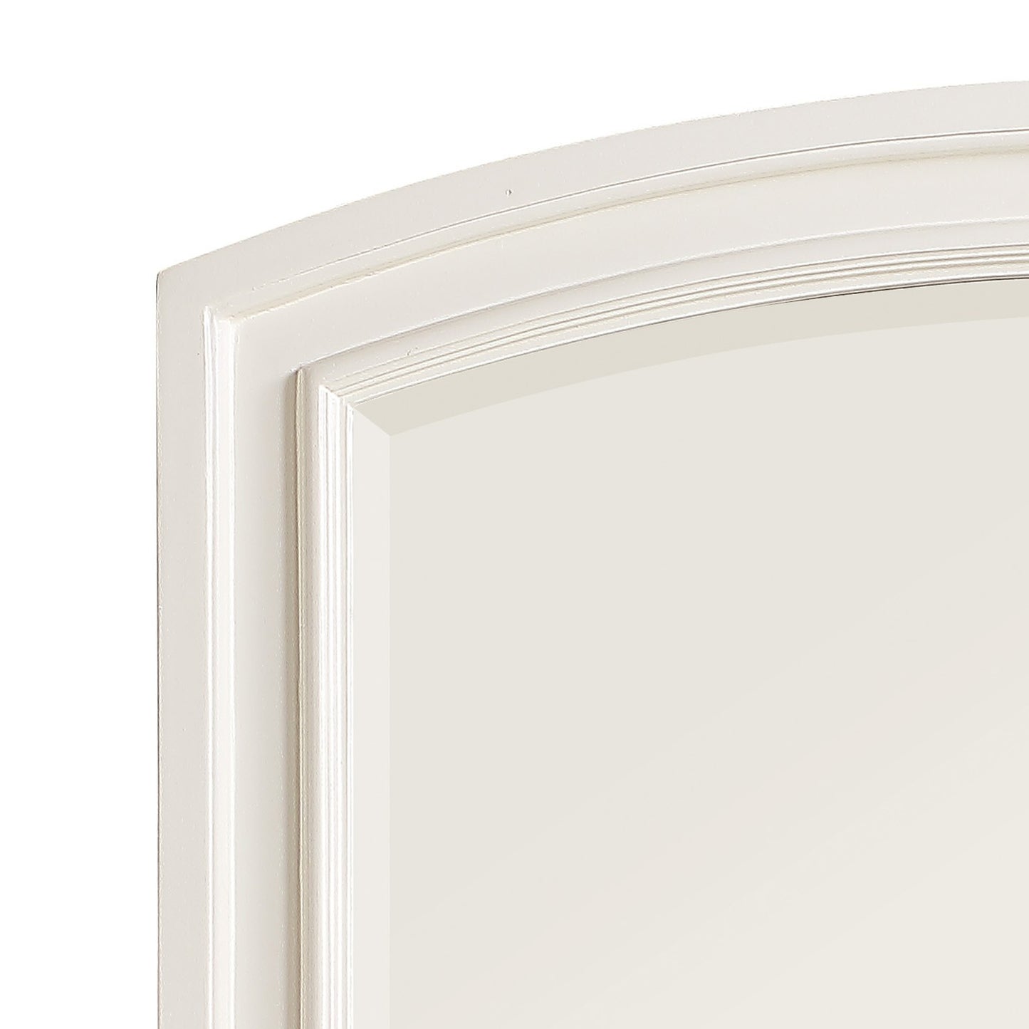 Wooden Mirror With Raised Edges And Curved Top White