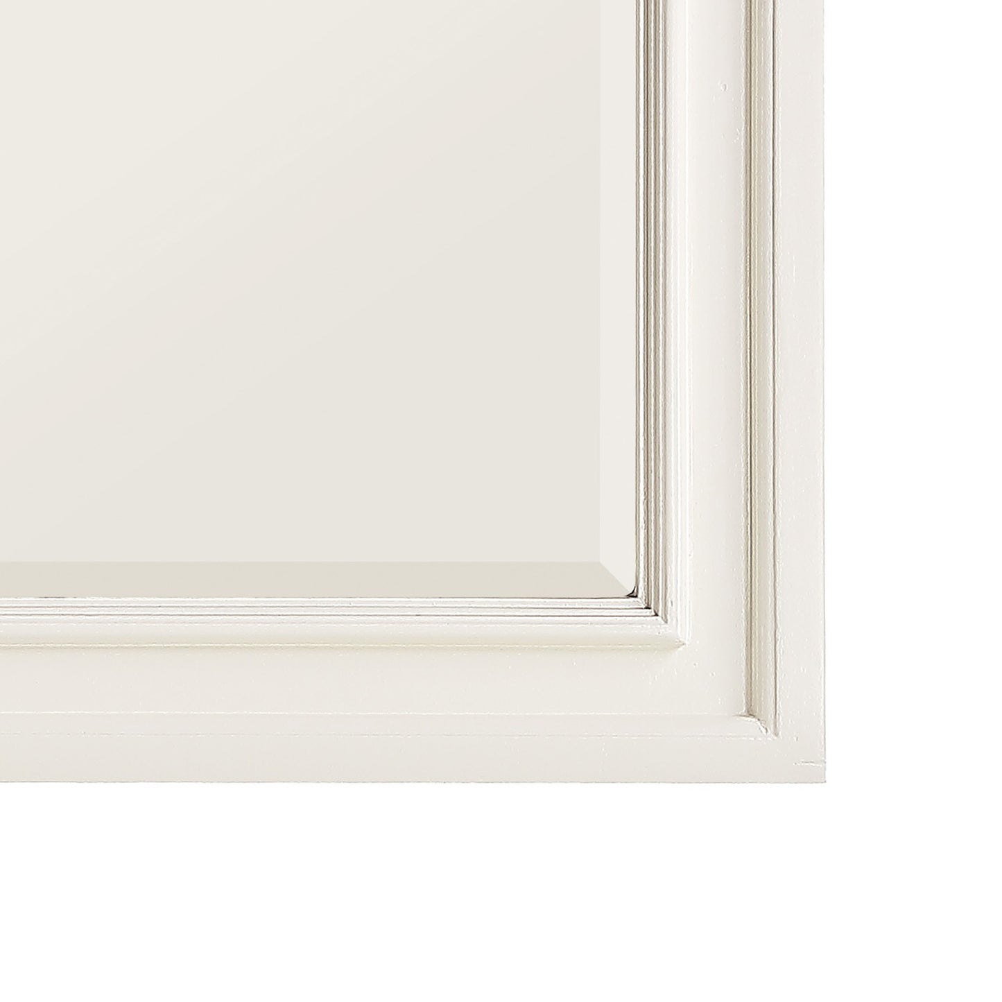 Wooden Mirror With Raised Edges And Curved Top White