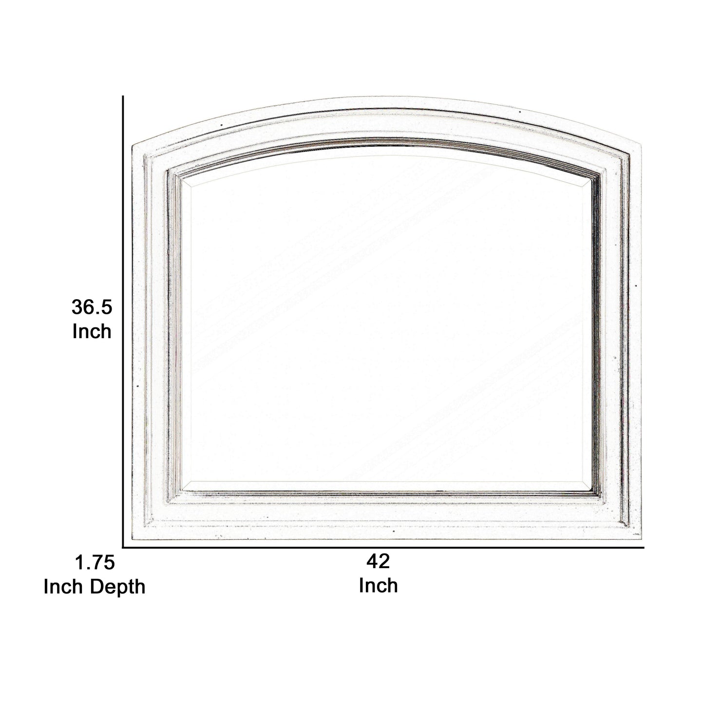 Wooden Mirror With Raised Edges And Curved Top White