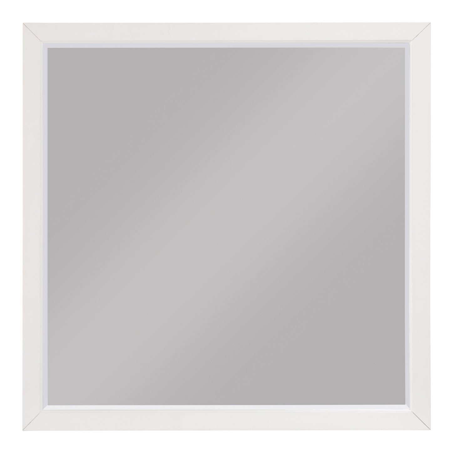 Transitional Style Square Wooden Frame Mirror White