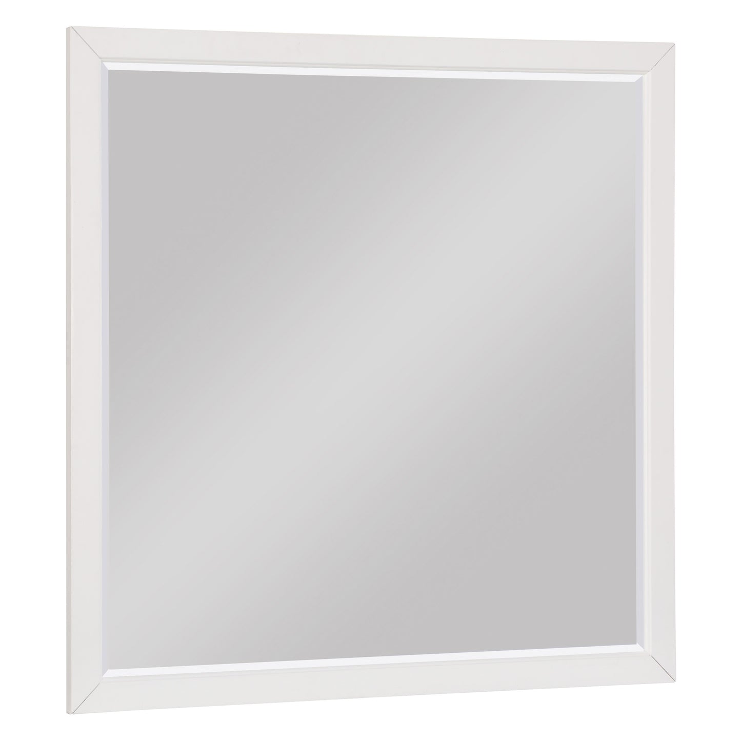 Transitional Style Square Wooden Frame Mirror White