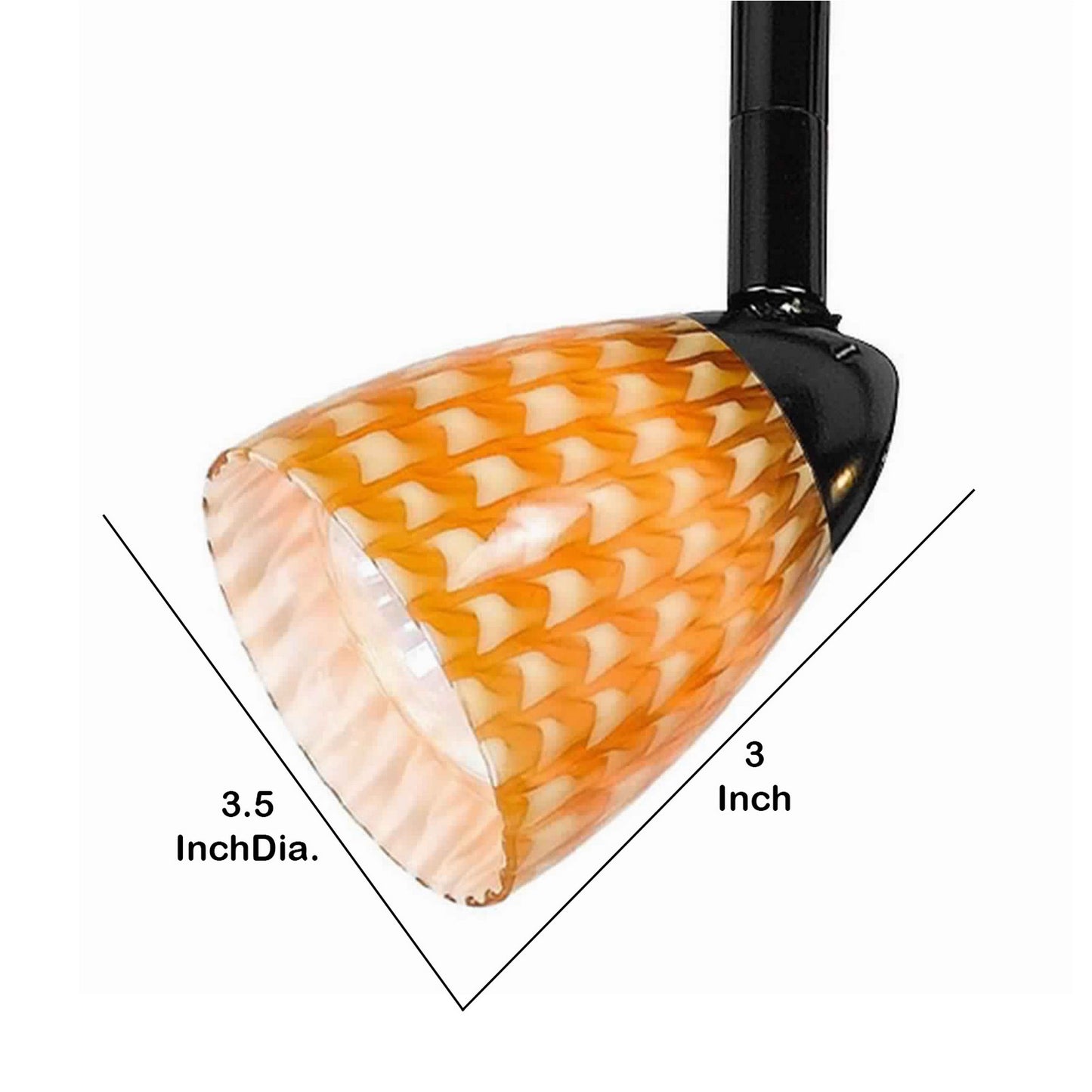 50 Watt Track Fixture with Handblown Glass Shade Black and Yellow