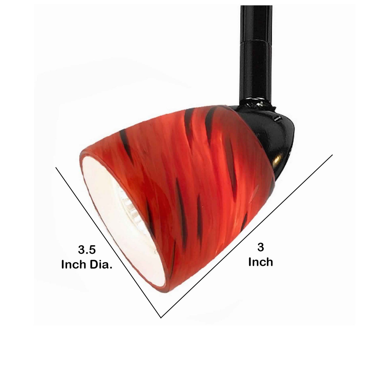 50 Watt Track Fixture with Handblown Glass Shade Black and Red