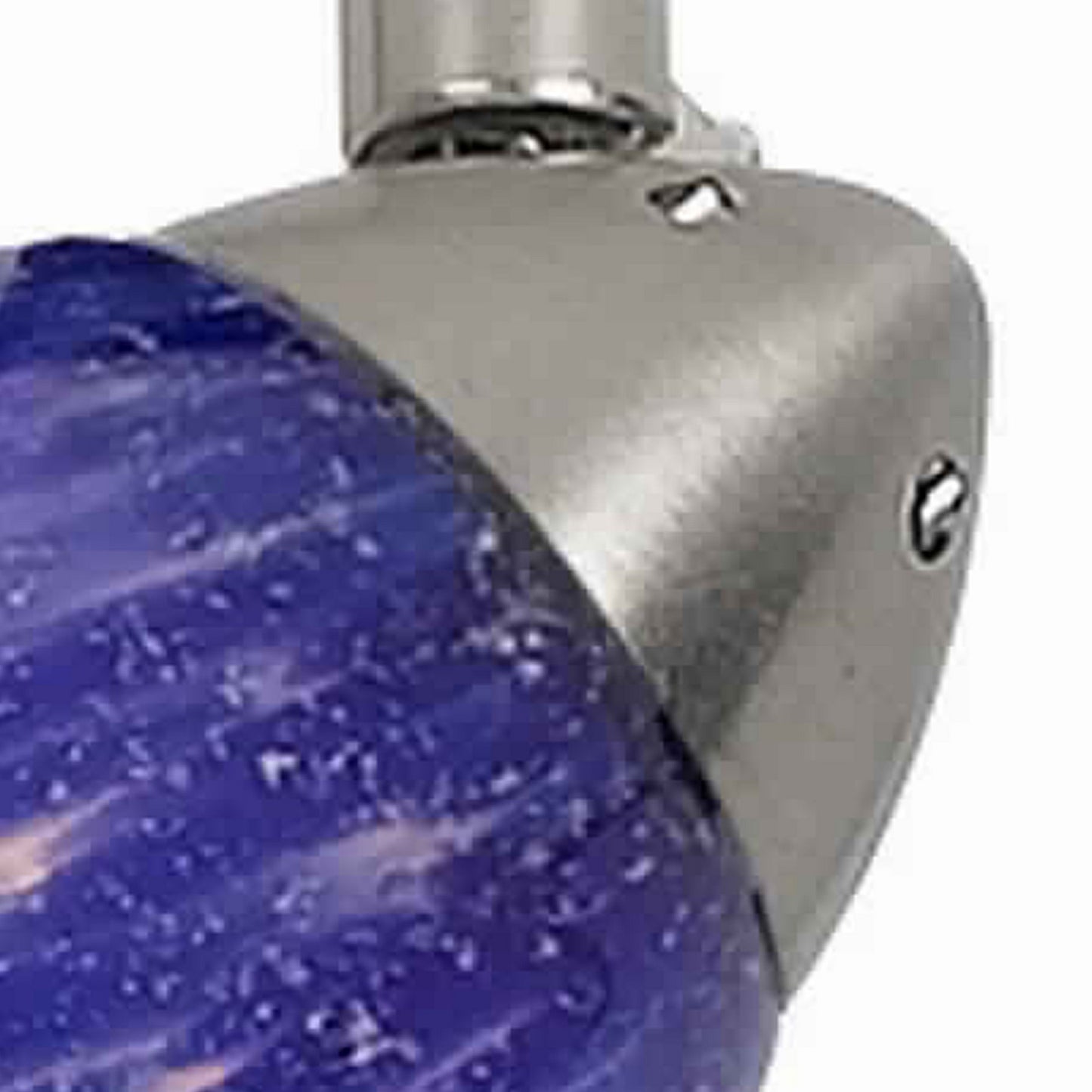 50 Watt Track Fixture with Handblown Glass Shade Silver and Blue