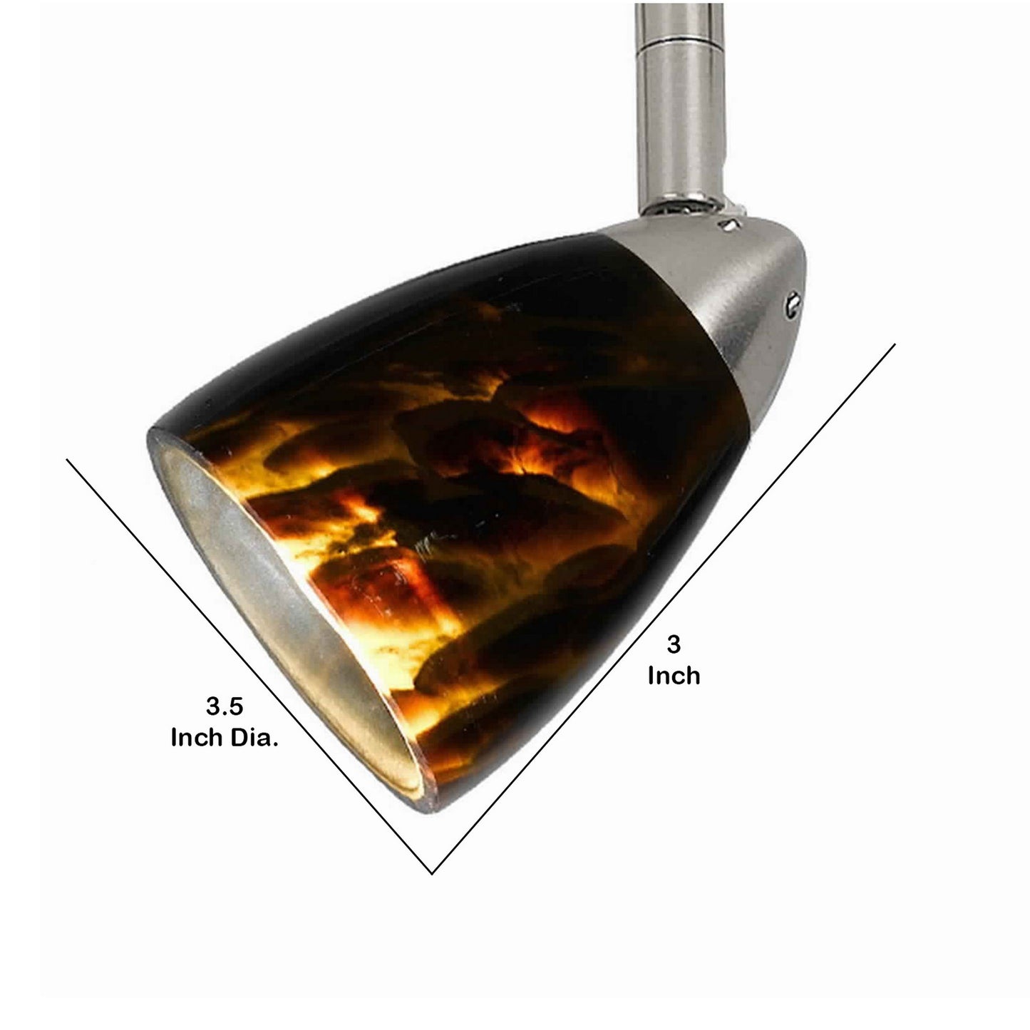 50 Watt Track Fixture with Handblown Glass Shade Silver and Brown