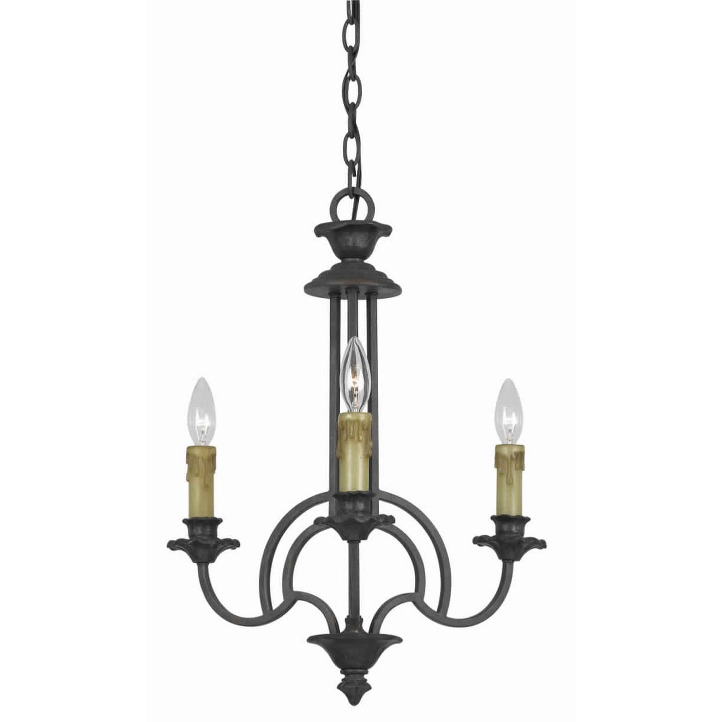 3 Bulb Candle Style Uplight Chandelier With Metal Frame Black And Brass