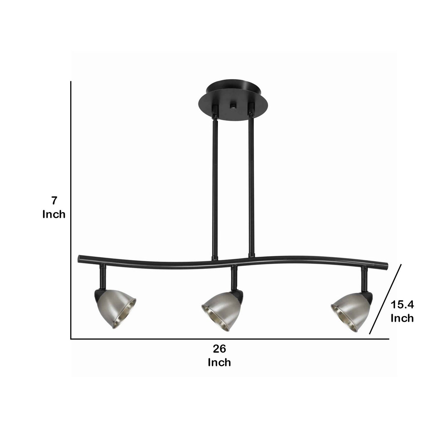 3 Light 120V Metal Track Light Fixture Black and Silver