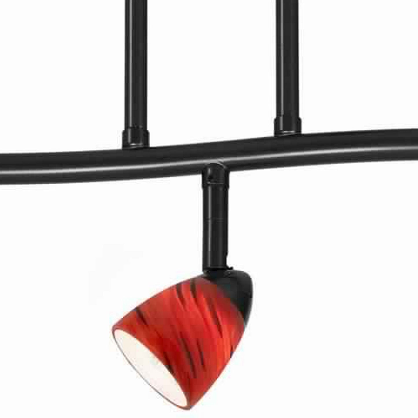 3 Light 120V Metal Track Light Fixture with Glass Shade Black and Red