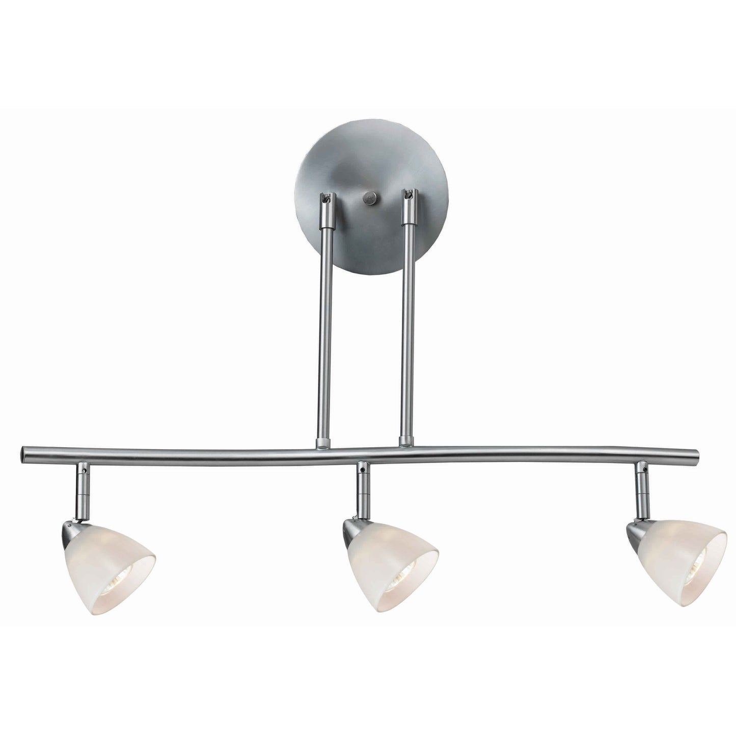 3 Light 120V Metal Track Light Fixture with Glass Shade White and Silver