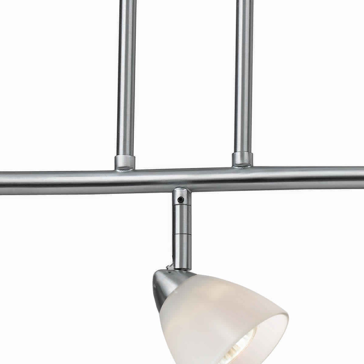 3 Light 120V Metal Track Light Fixture with Glass Shade White and Silver