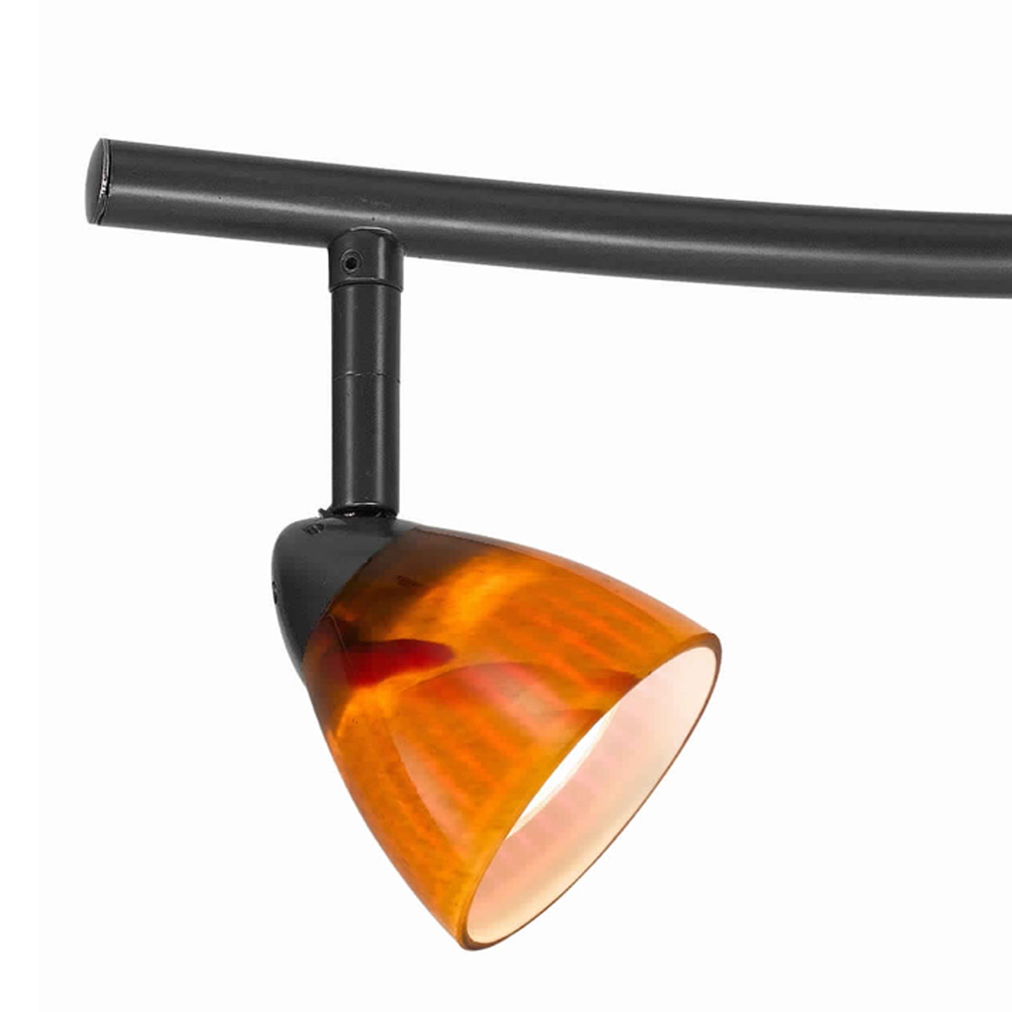 3 Light 120V Metal Track Light Fixture with Glass Shade Black and Orange