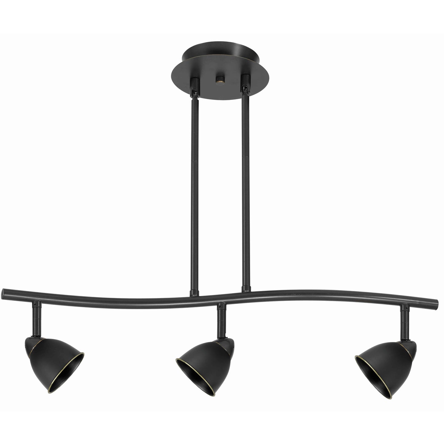 3 Light 120V Metal Track Light Fixture with Round Shade Black