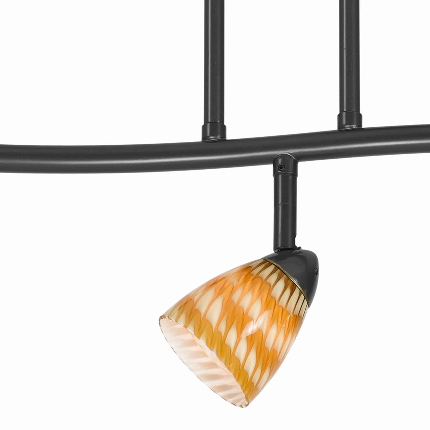 3 Light 120V Metal Track Light Fixture with Glass Shade Black and Yellow