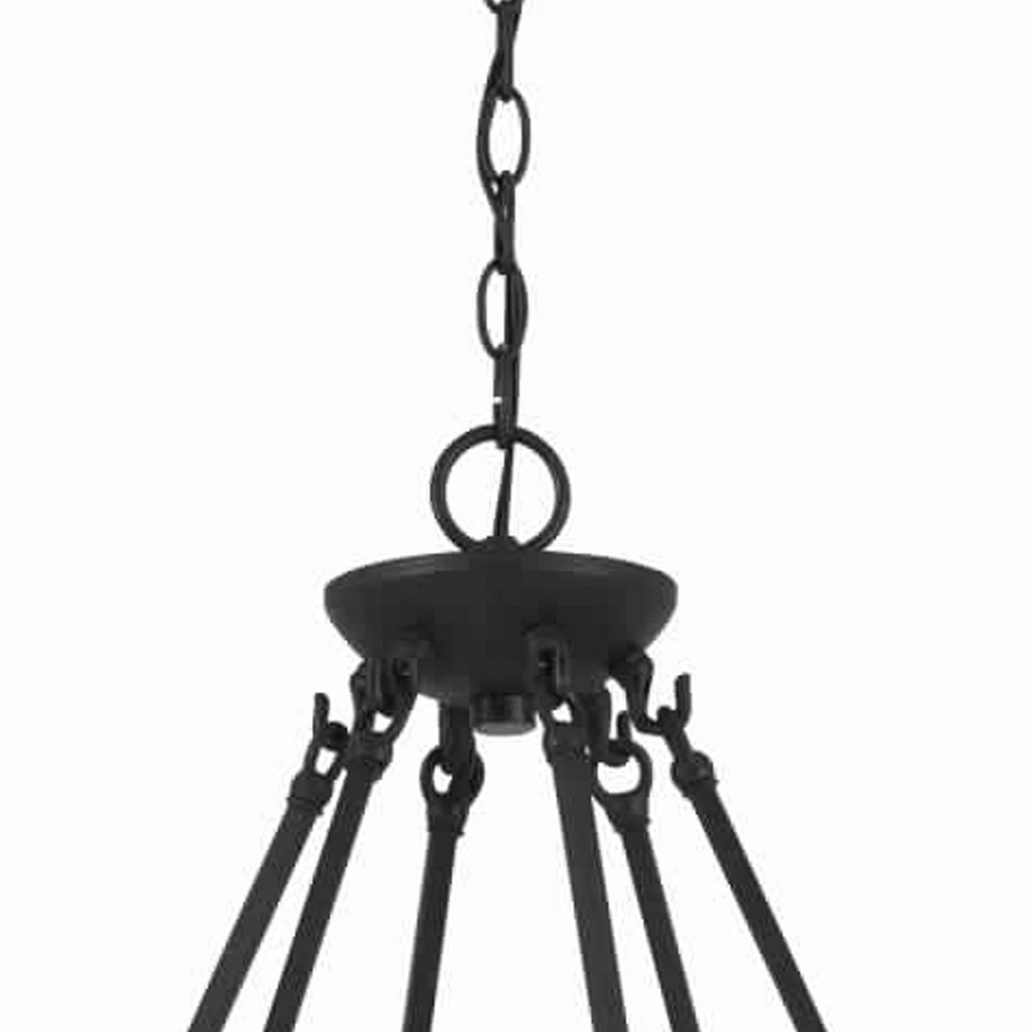 6 Bulb Metal Frame Wagon Wheel Candle Chandelier With Wooden Accents Black