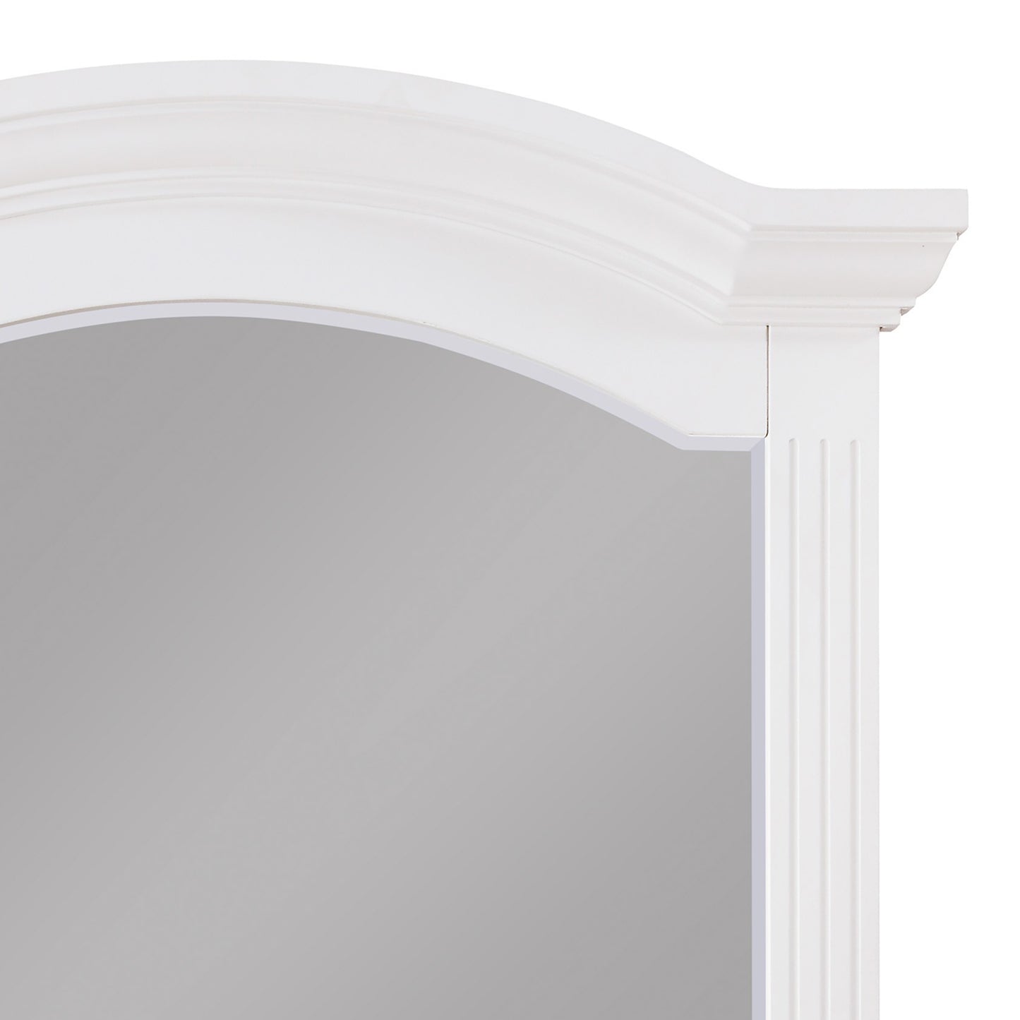 Transitional Wooden Frame Mirror With Routed Pilaster And Curved Top White