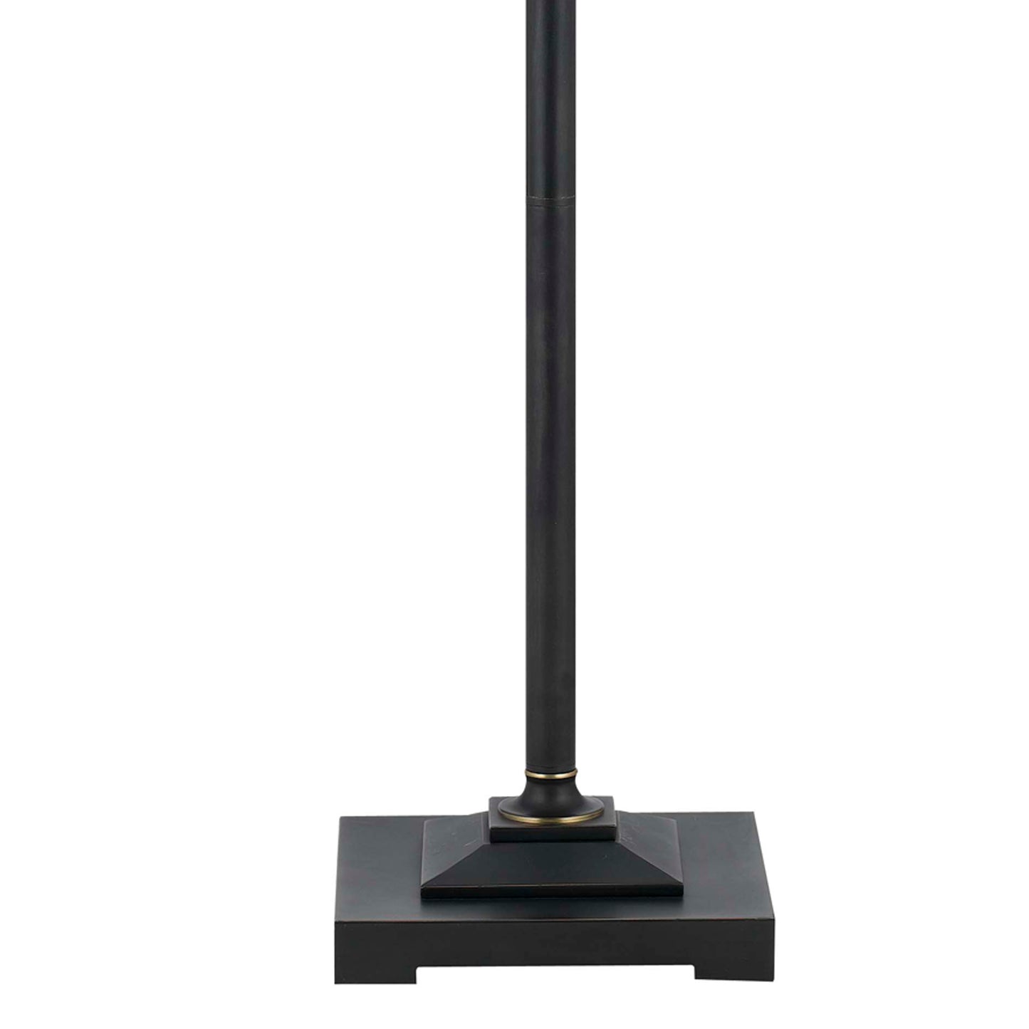 Metal Body Floor Lamp With Fabric Tapered Bell Shade Beige And Black