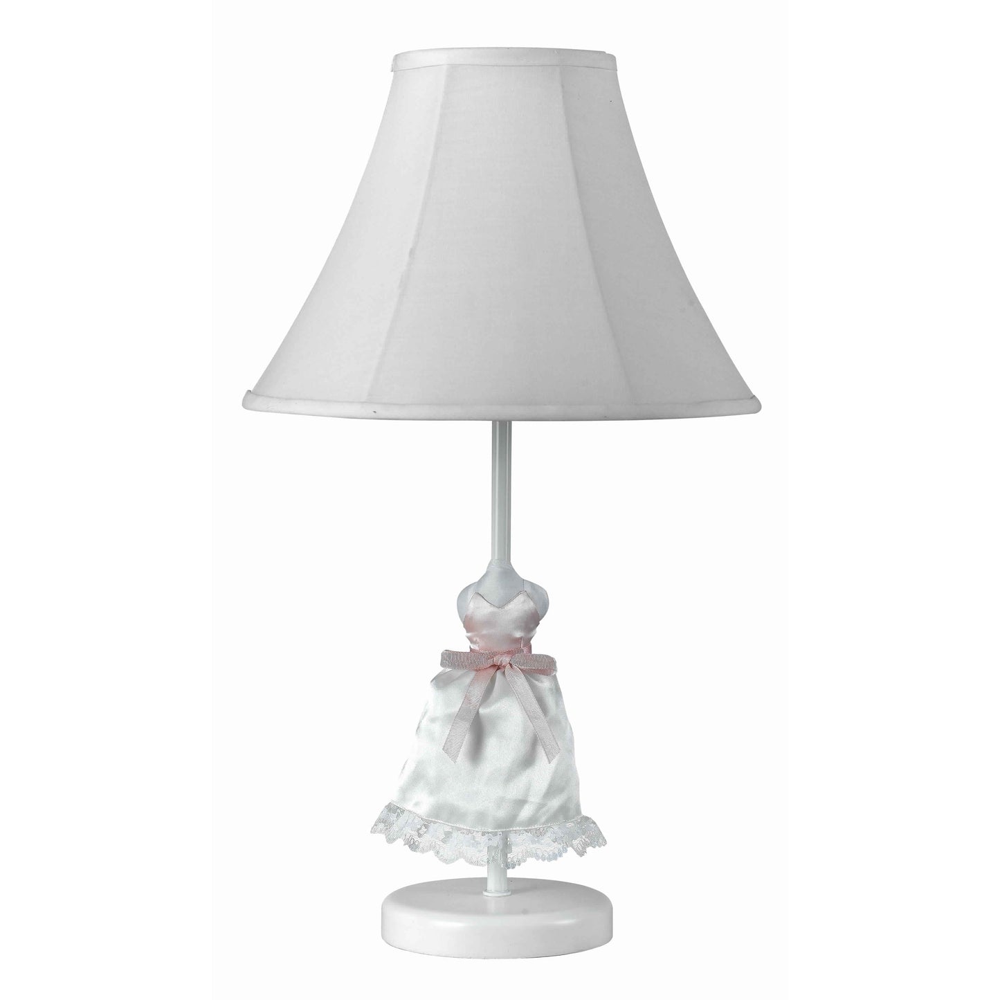 60 Watt Doll Skirt Design Resin Table Lamp with Fabric Shade White