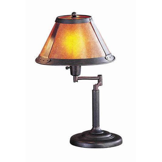 Metal Body Swing Arm Table Lamp with Conical Mica Shade Bronze