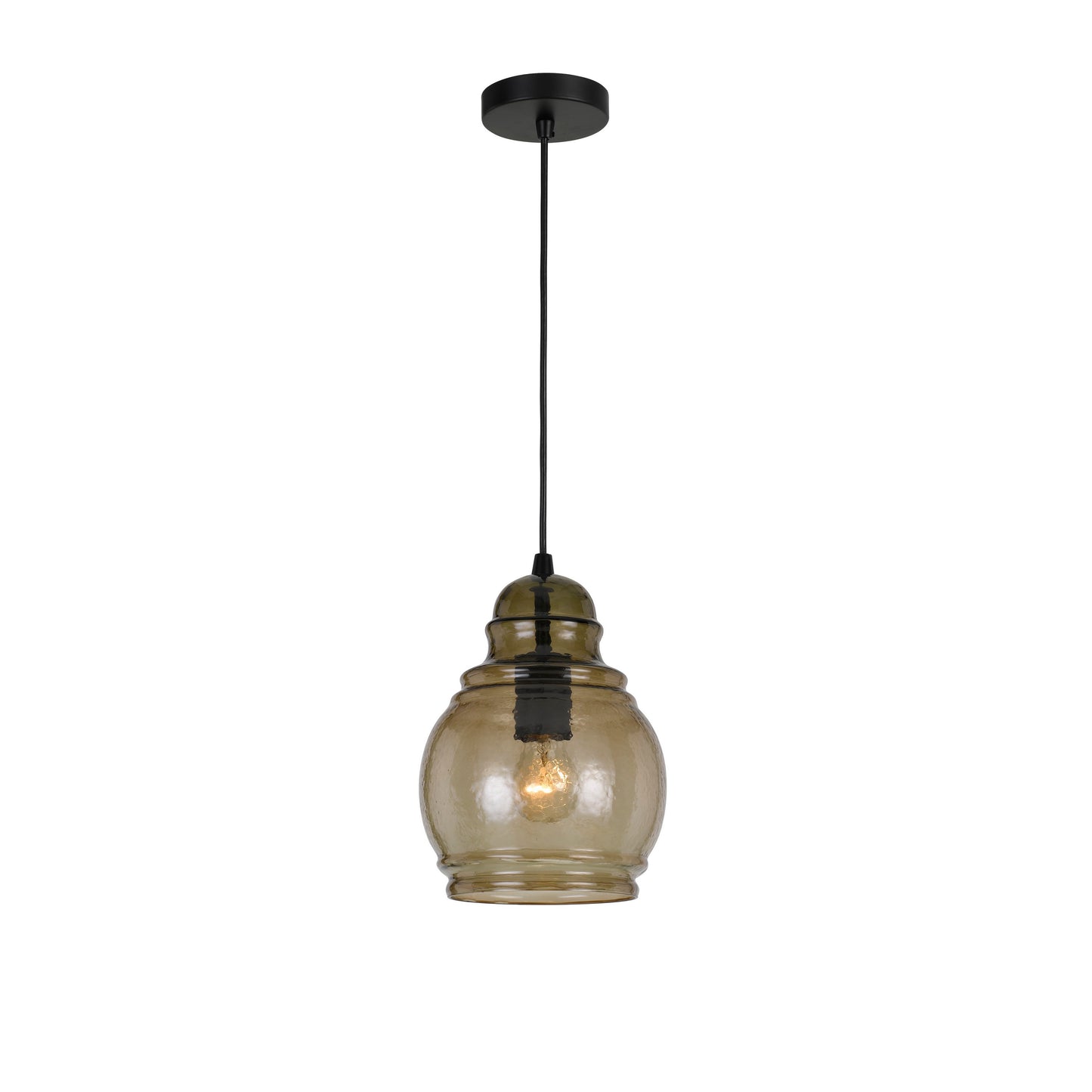 Round Glass Shade Pendant Lighting With Canopy And Hardwired Switch Gray