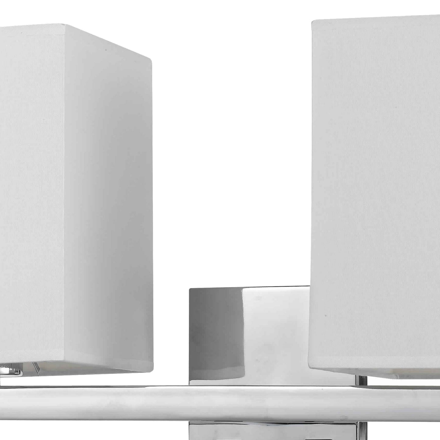 2 Square Wall Lamp With Conjoined Metal Tubular Support White And Chrome