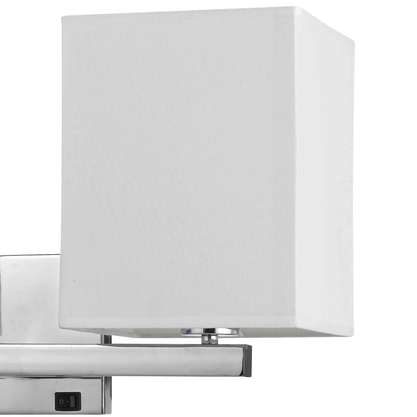 2 Square Wall Lamp With Conjoined Metal Tubular Support White And Chrome