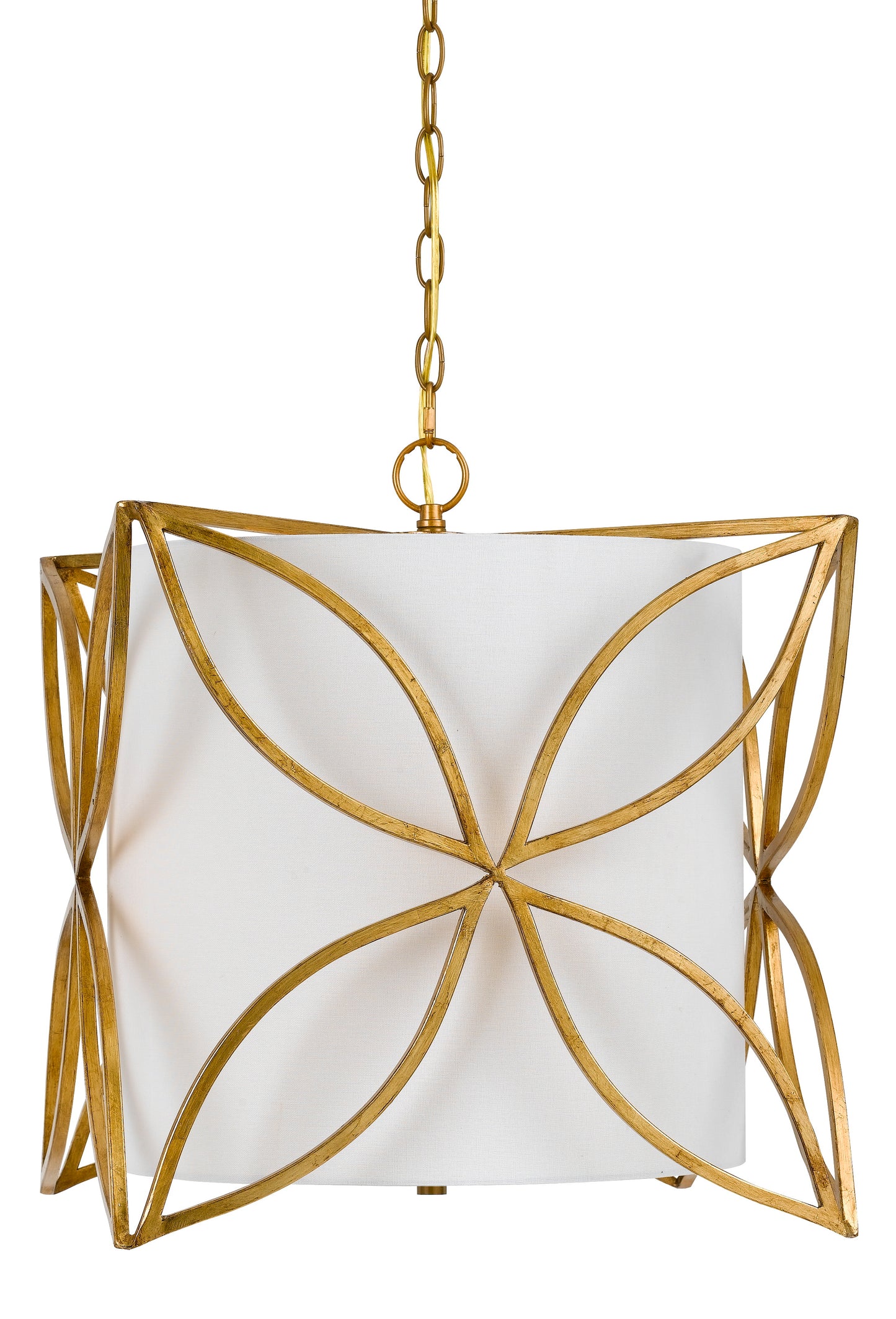 60 X 3 Watt Metal Chandelier With Floral Cut Out Gold And White