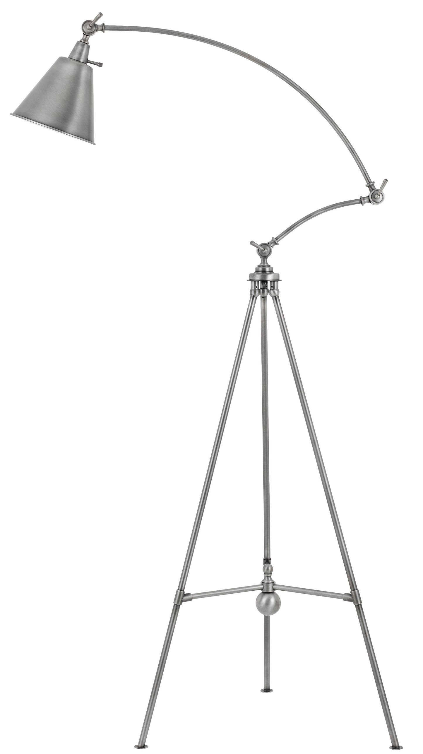 60 Watt Adjustable Metal Frame Tripod Floor Lamp Antique Silver
