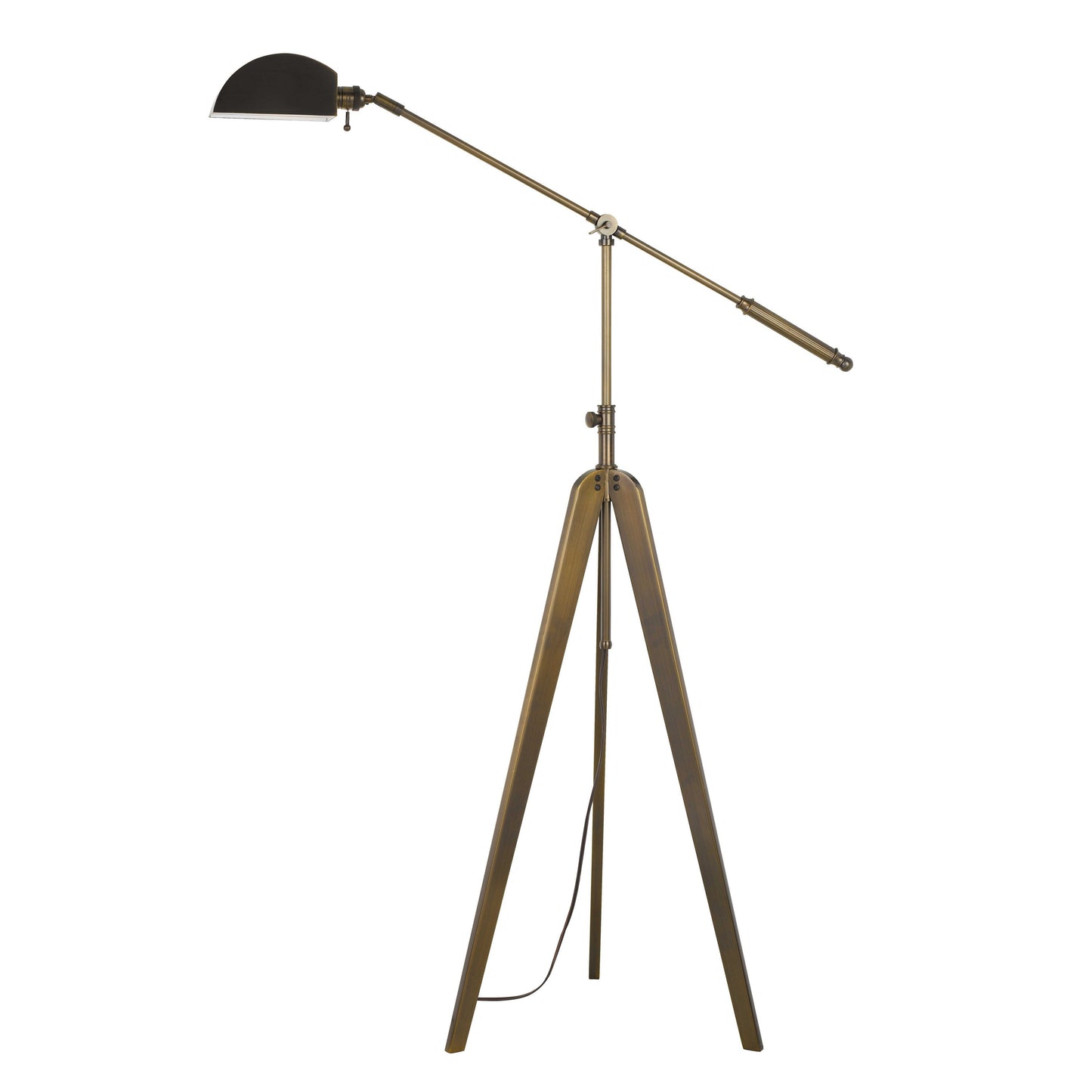 60 Watt Adjustable Metal Frame Tripod Floor Lamp Antique Brass