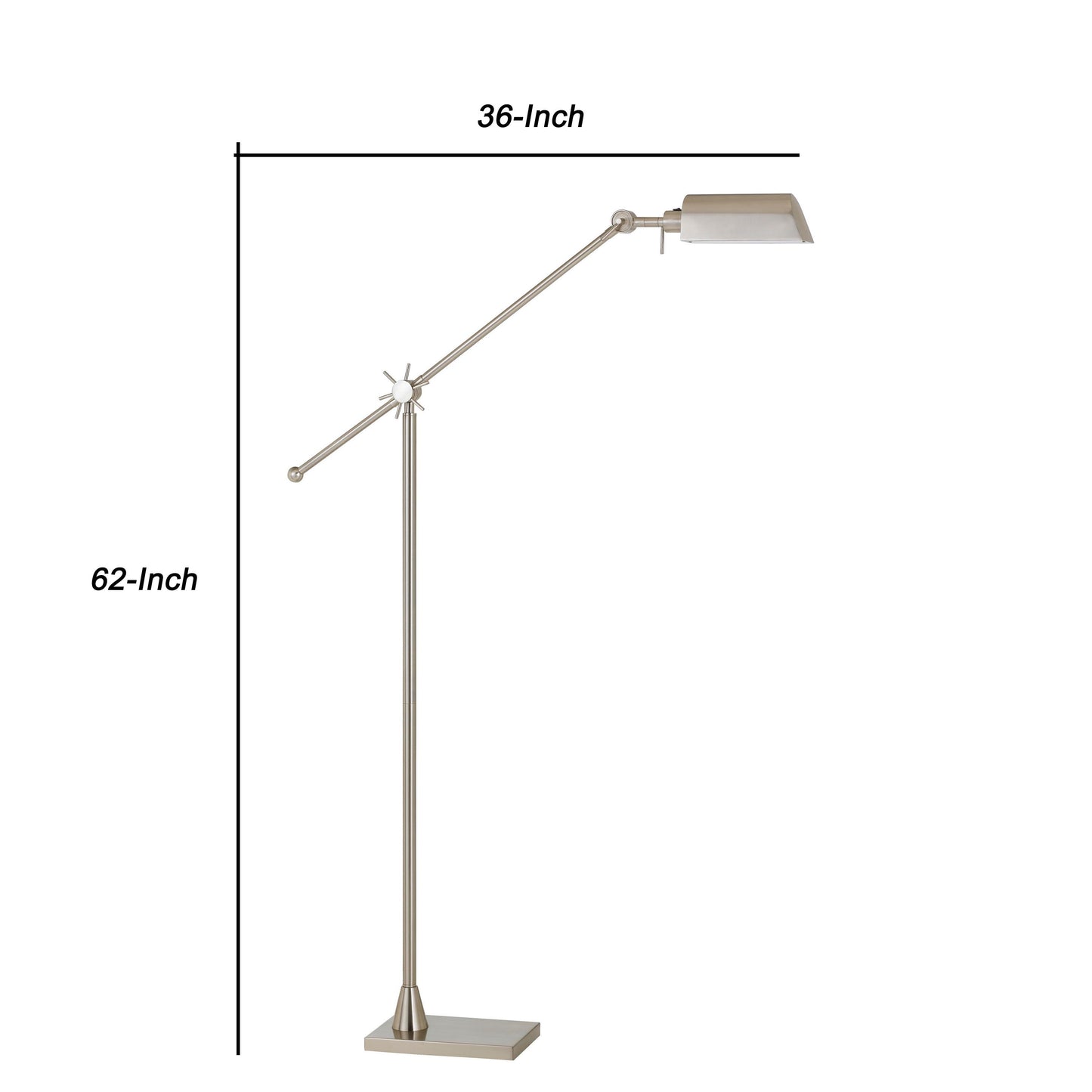Integrated Led Floor Lamp With Metal Body And Adjustable Height Silver