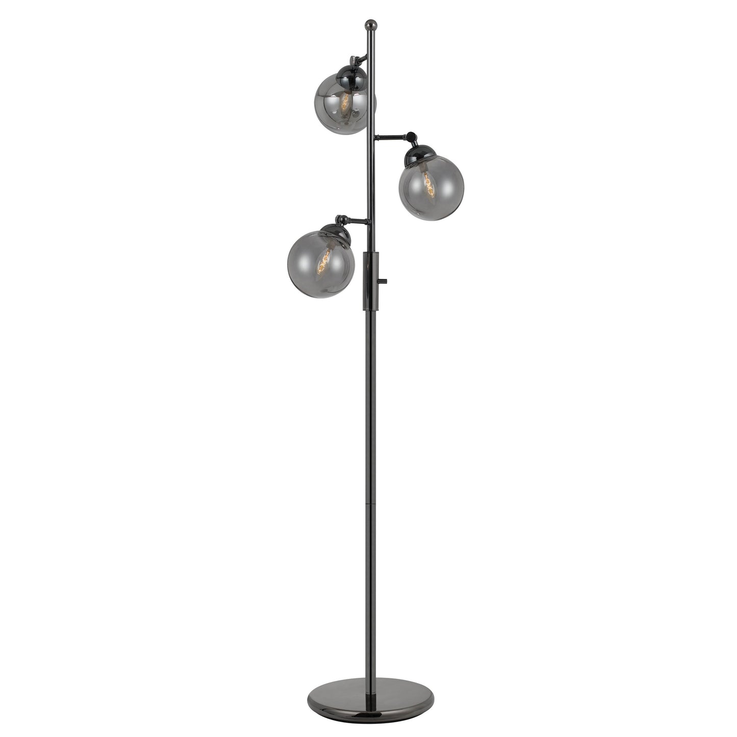 Industrial Metal Body Table Lamp with Three Glass Ball Shades Black