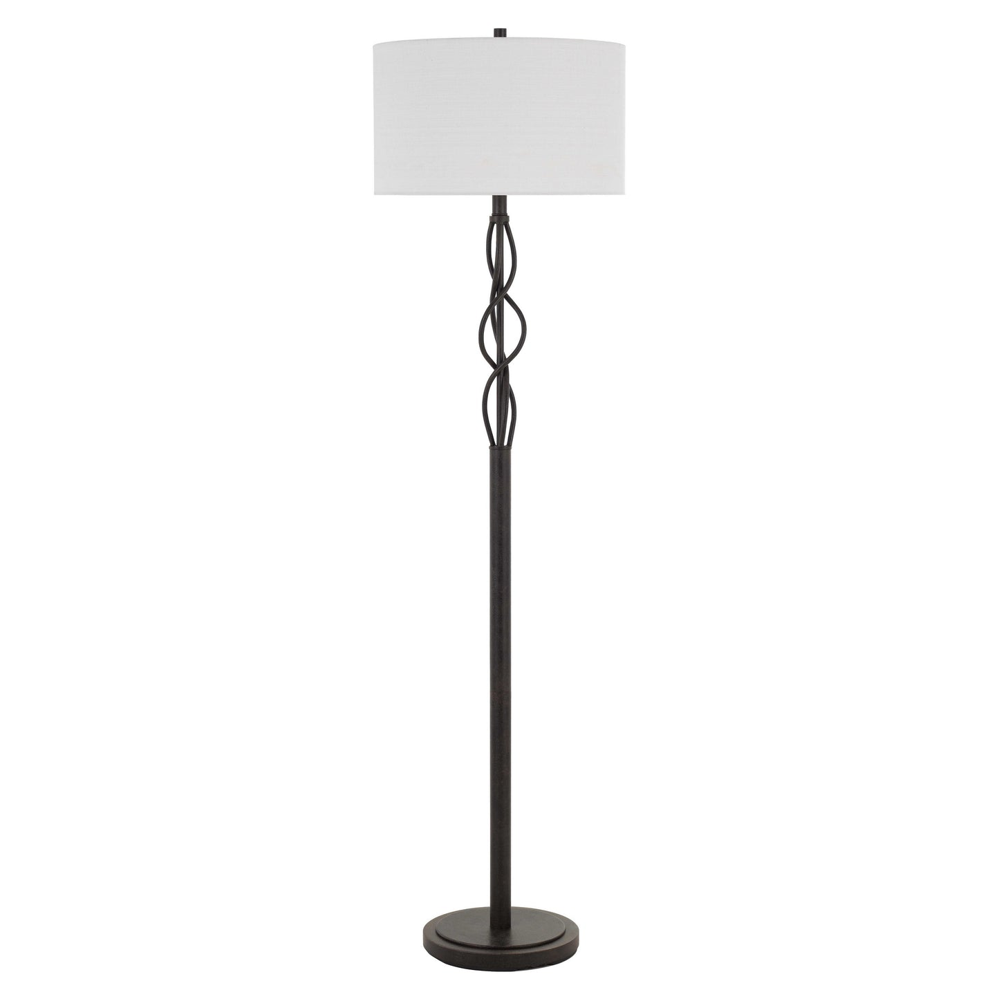 150w 3 Way Metal Floor Lamp With Fabric Drum Shade Bronze And White