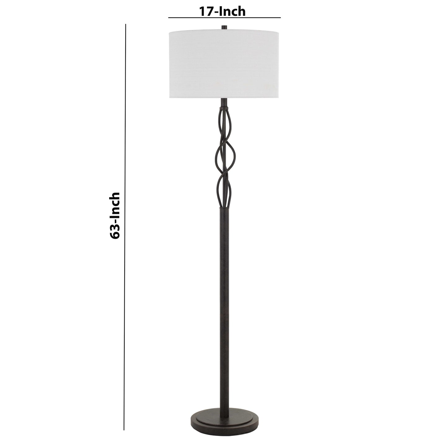 150w 3 Way Metal Floor Lamp With Fabric Drum Shade Bronze And White