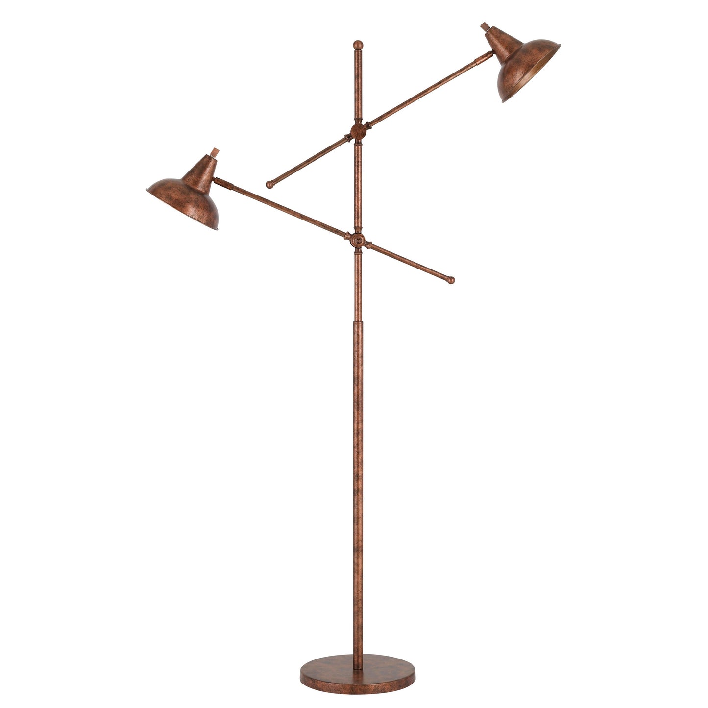 Metal Body Floor Lamp With 2 Adjustable Arms And Metal Shades Bronze
