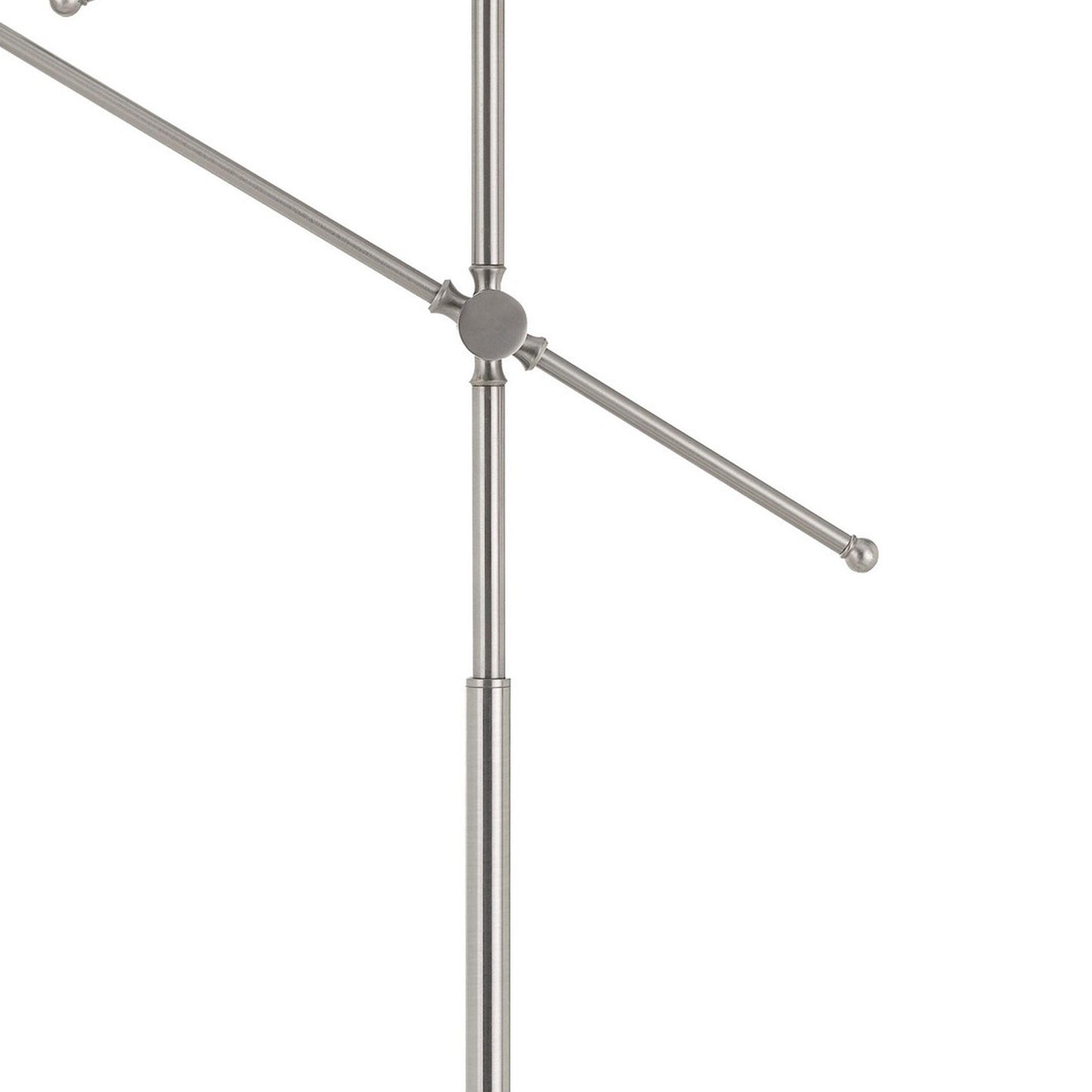 Tubular Metal Body Floor Lamp With 2 Adjustable Arms Silver