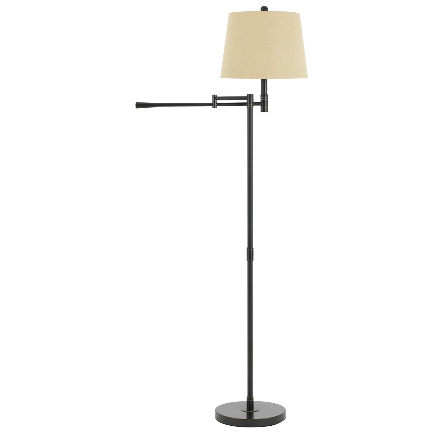 Metal Floor Lamp With Swing Arm And Tubular Stand Beige And Black