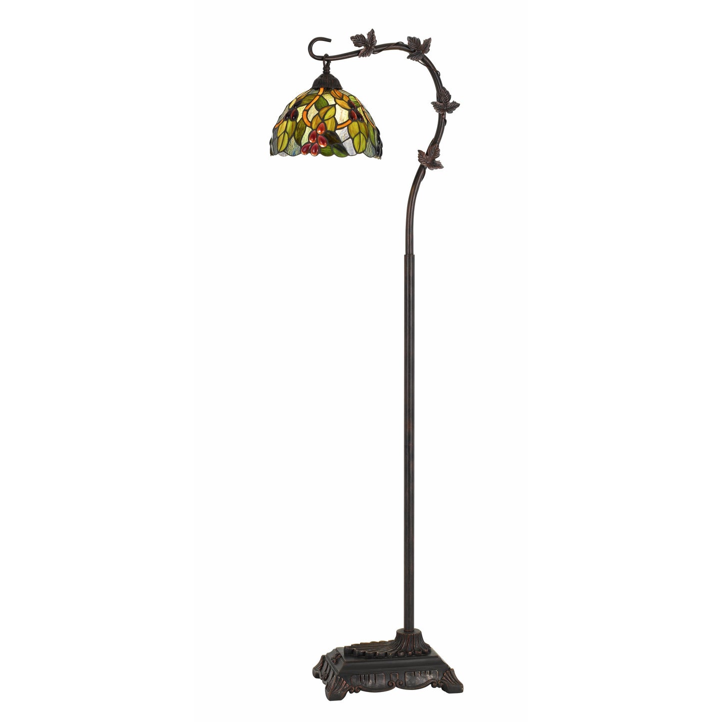Downbridge Metal Tiffany Floor Lamp With Leaf Accents Multicolor