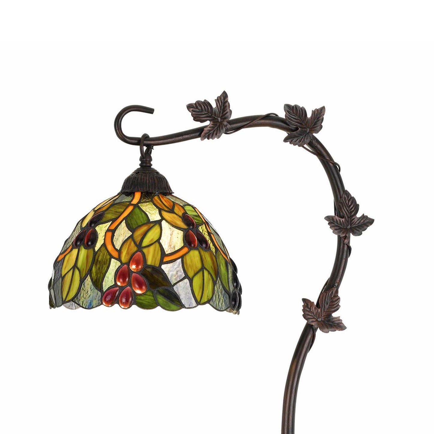 Downbridge Metal Tiffany Floor Lamp With Leaf Accents Multicolor