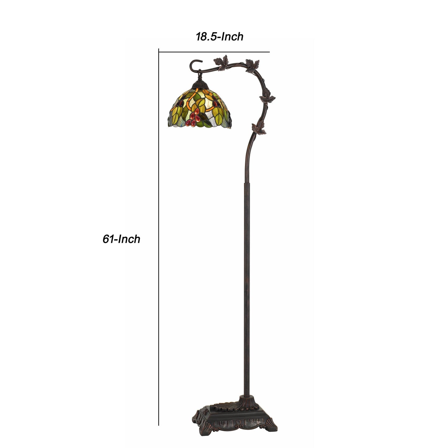 Downbridge Metal Tiffany Floor Lamp With Leaf Accents Multicolor