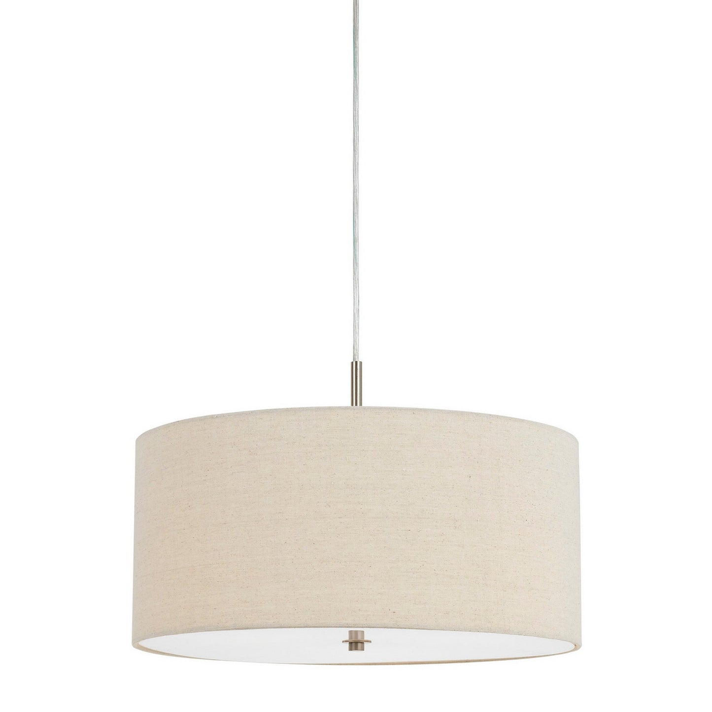 Metal Pendant Lighting With Fabric Circular Drum Shade Off White