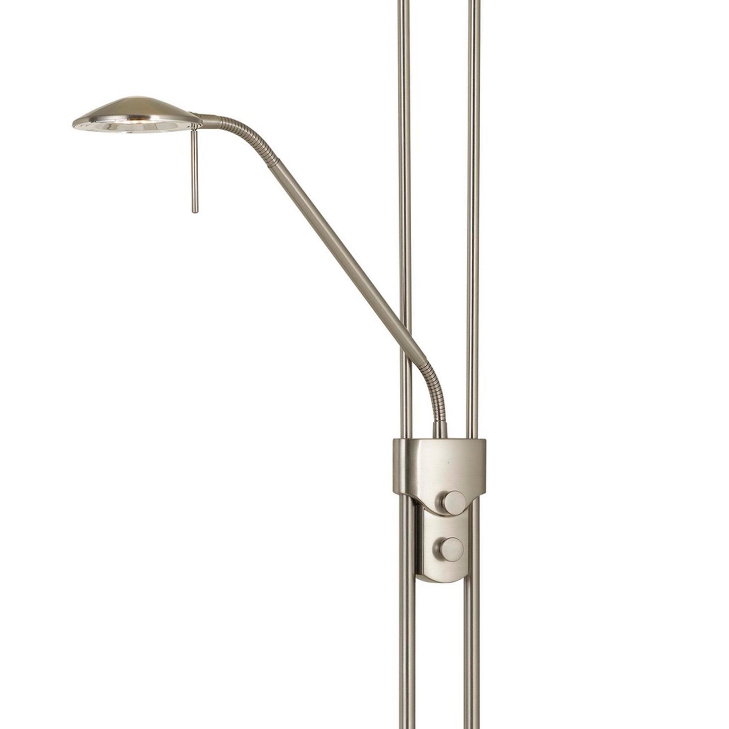 2 Metal Heads Torchiere Floor Lamp With Dimmer Control Chrome
