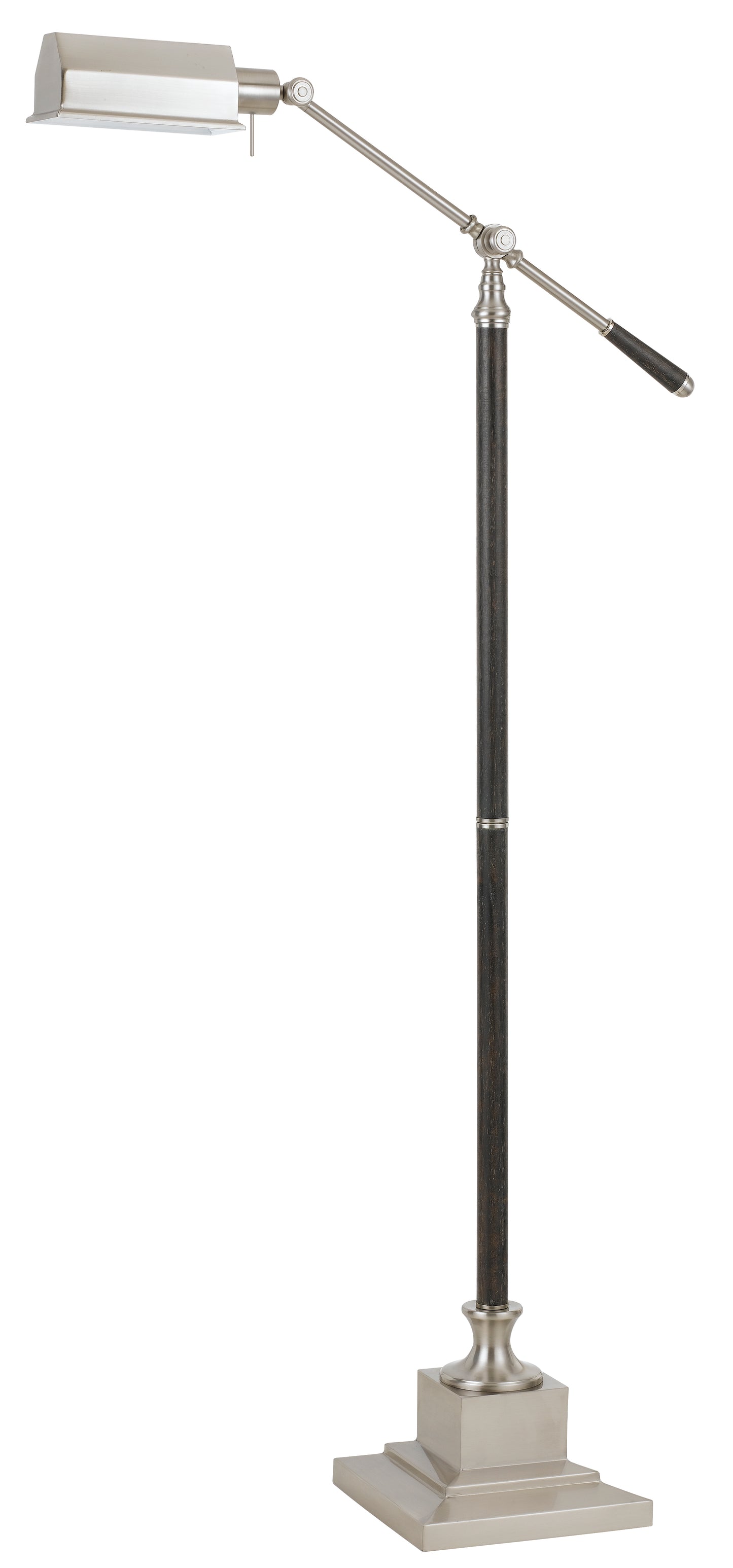 Metal Floor Lamp With Adjustable Arm And Pedestal Base Silver And Black