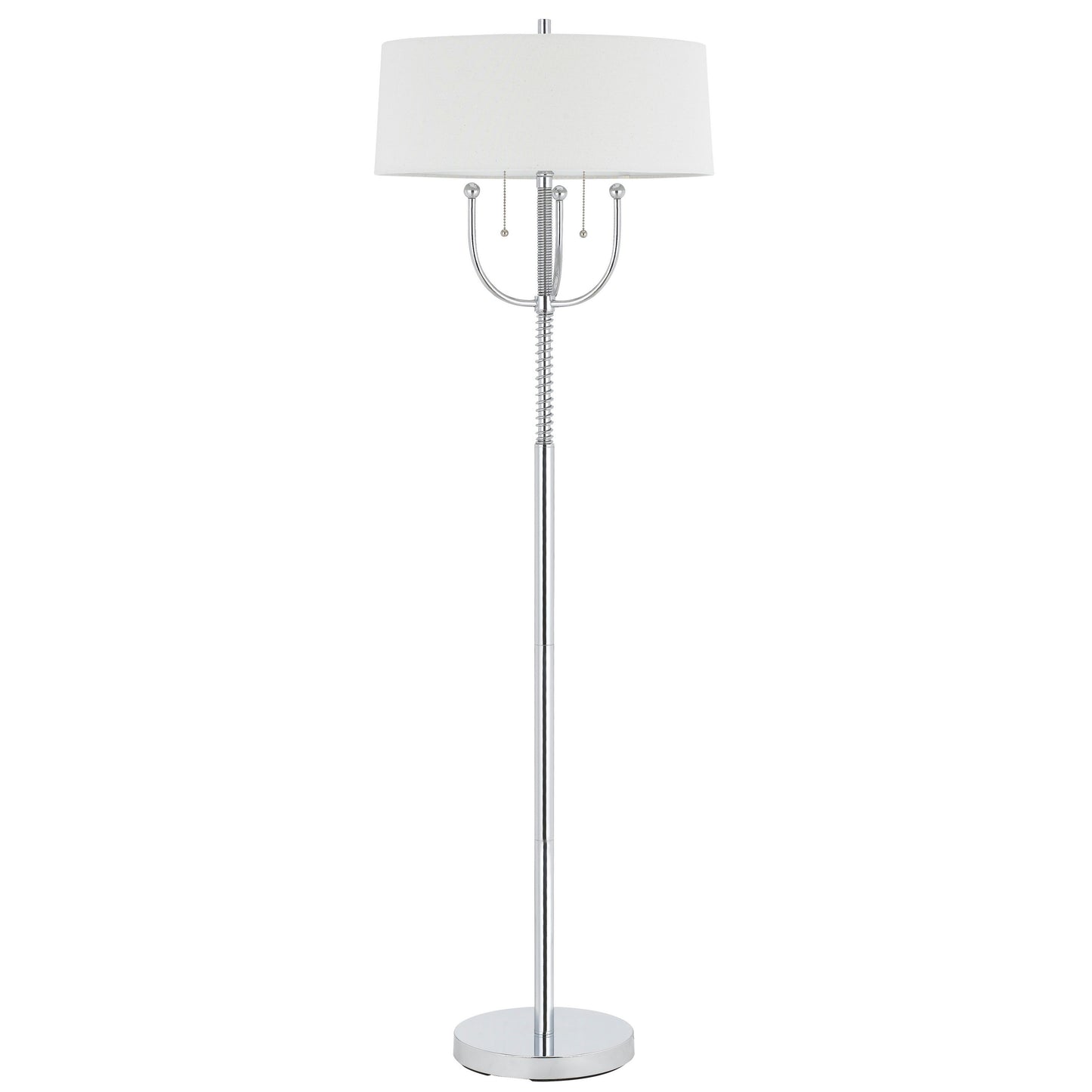 Metal Floor Lamp With Corkscrew Design Stalk Support And Drum Shade Silver