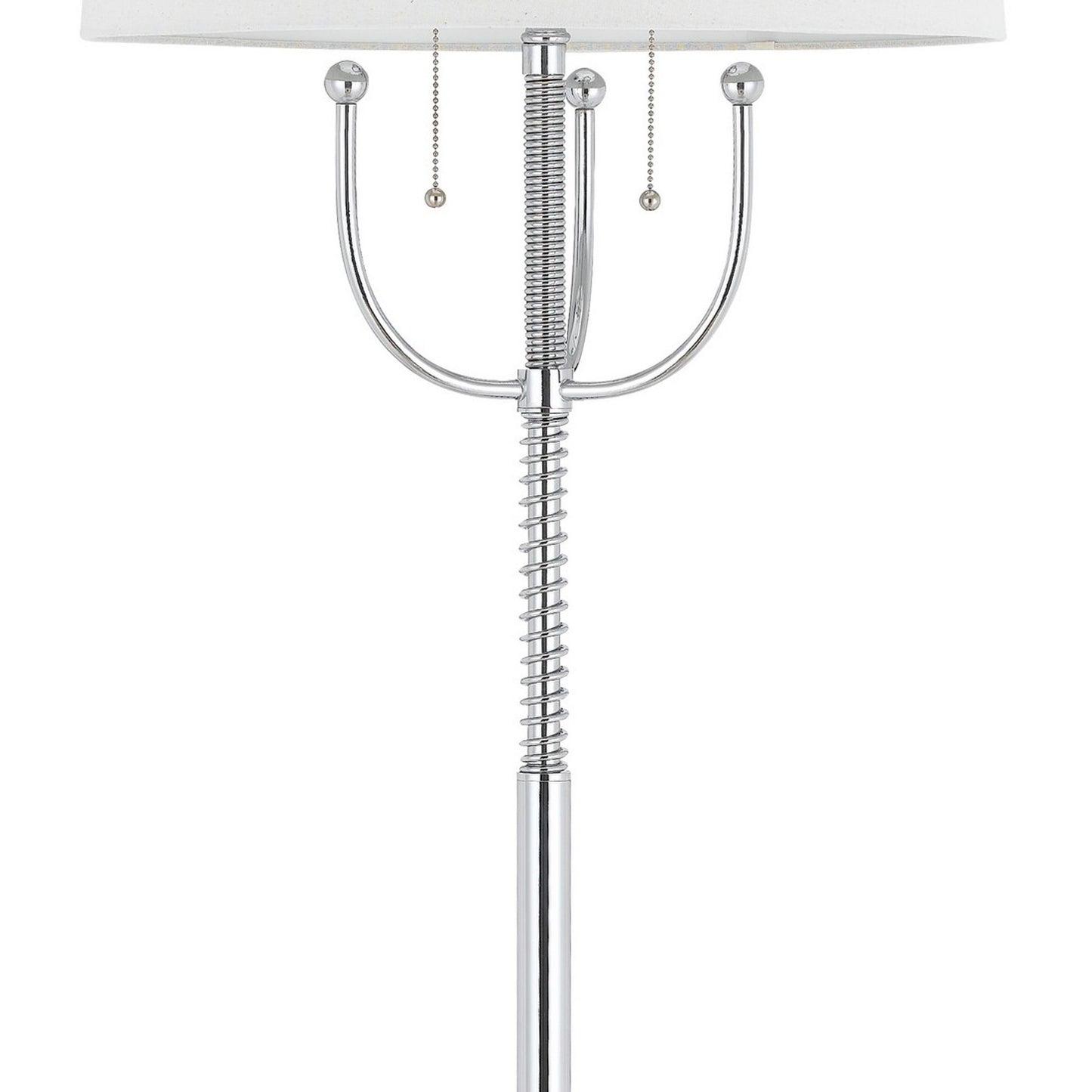 Metal Floor Lamp With Corkscrew Design Stalk Support And Drum Shade Silver