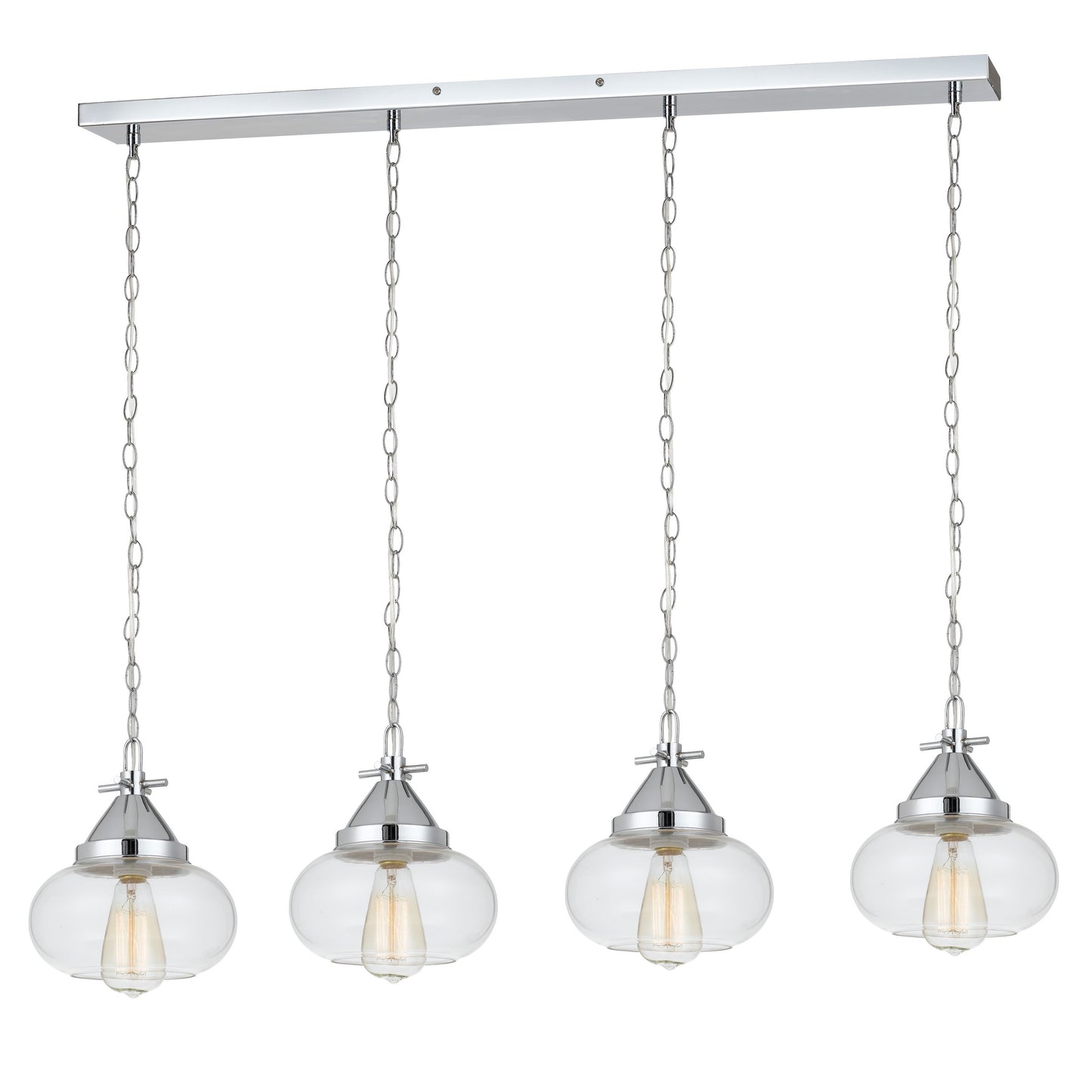 Round Glass Shade Pendant Lighting With Chain Holders Silver And Clear