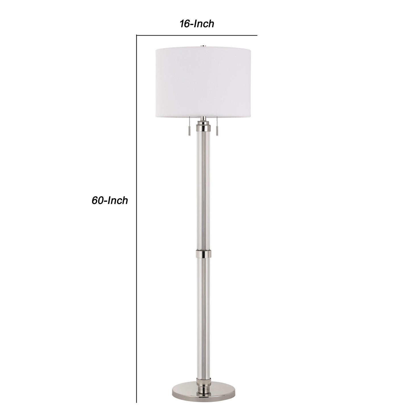 Metal And Acrylic Tubular Body Floor Lamp With Fabric Drum Shade White