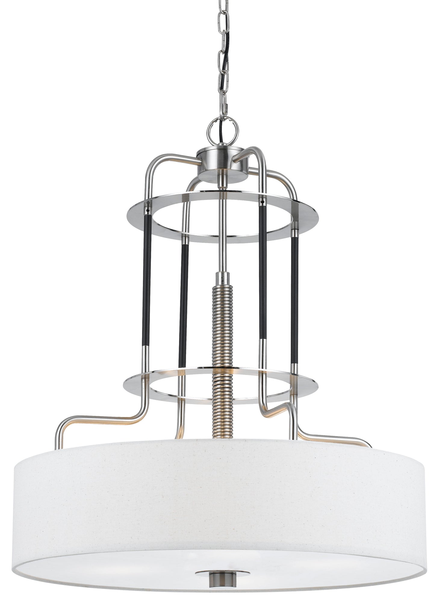 60 X 4 Watt Metal Frame Chandelier With Fabric Shade White And Silver