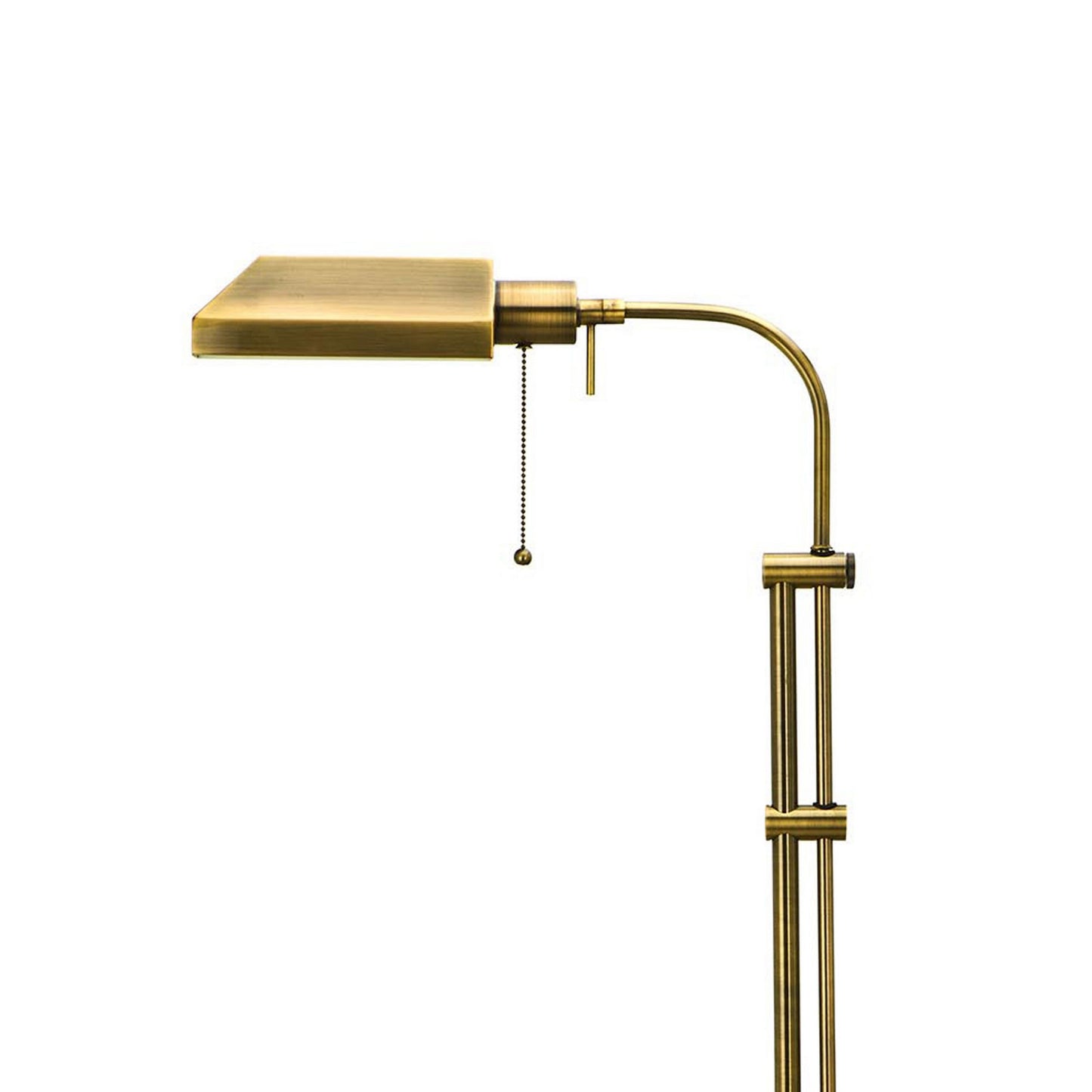 Metal Rectangular Floor Lamp With Adjustable Pole Gold