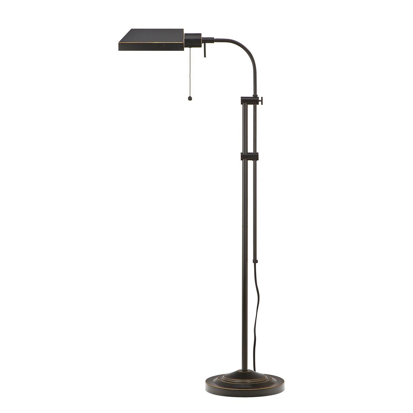 Metal Rectangular Floor Lamp With Adjustable Pole Black